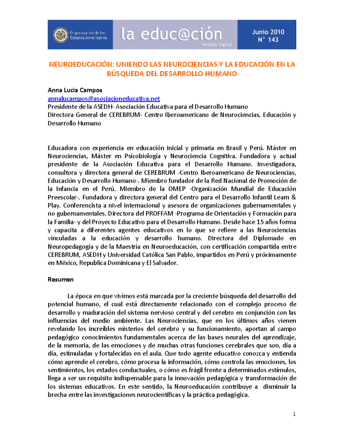 DOC1-neuroeducacion - DOC1-neuroeducacion - NEUROEDUCACIÓN: UNIENDO LAS ...