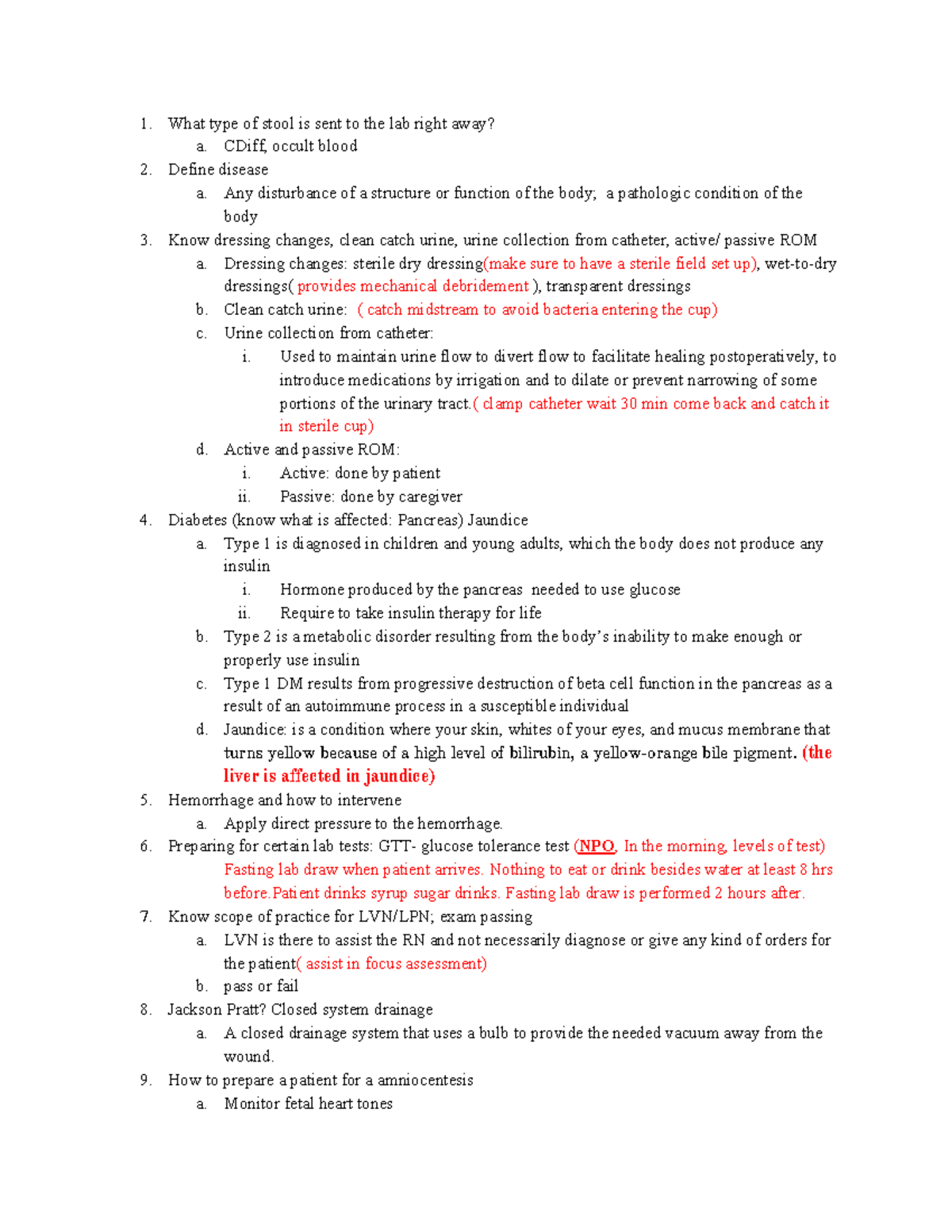 fundementals of nursing final review - What type of stool is sent to ...
