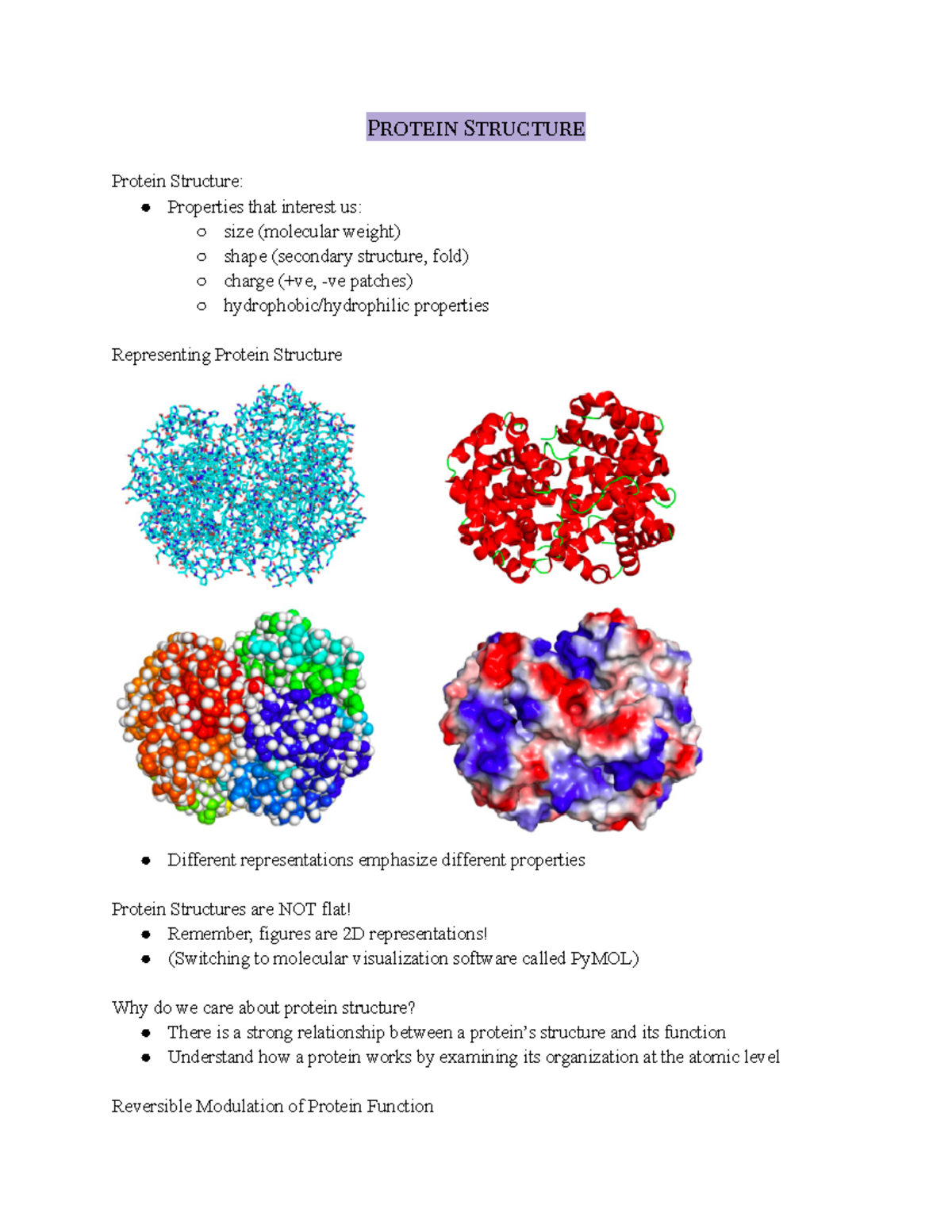 BIOC Lec 2 - BIOC 3650 - Protein Structure Protein Structure ...