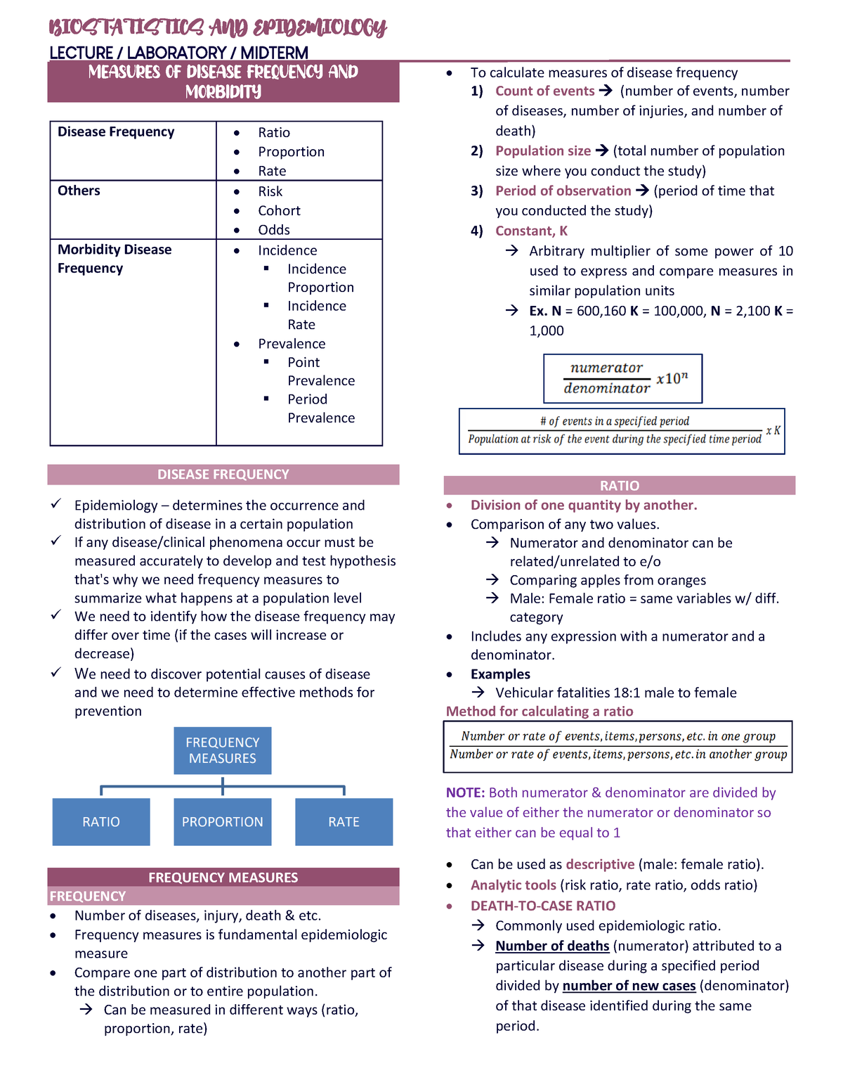 Lesson 8 - Measures OF Disease Frequency AND Morbidity - LECTURE ...
