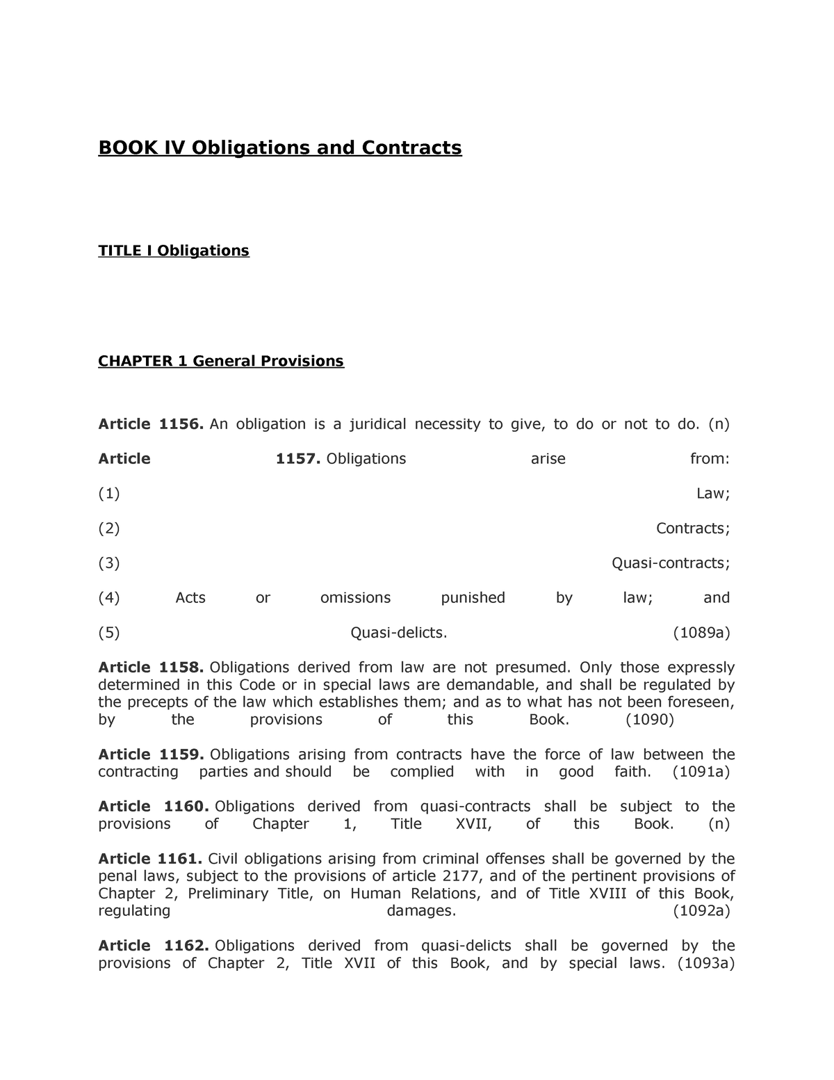 BOOK-IV-Obligations-and-Contract 1 - BOOK IV Obligations And Contracts ...