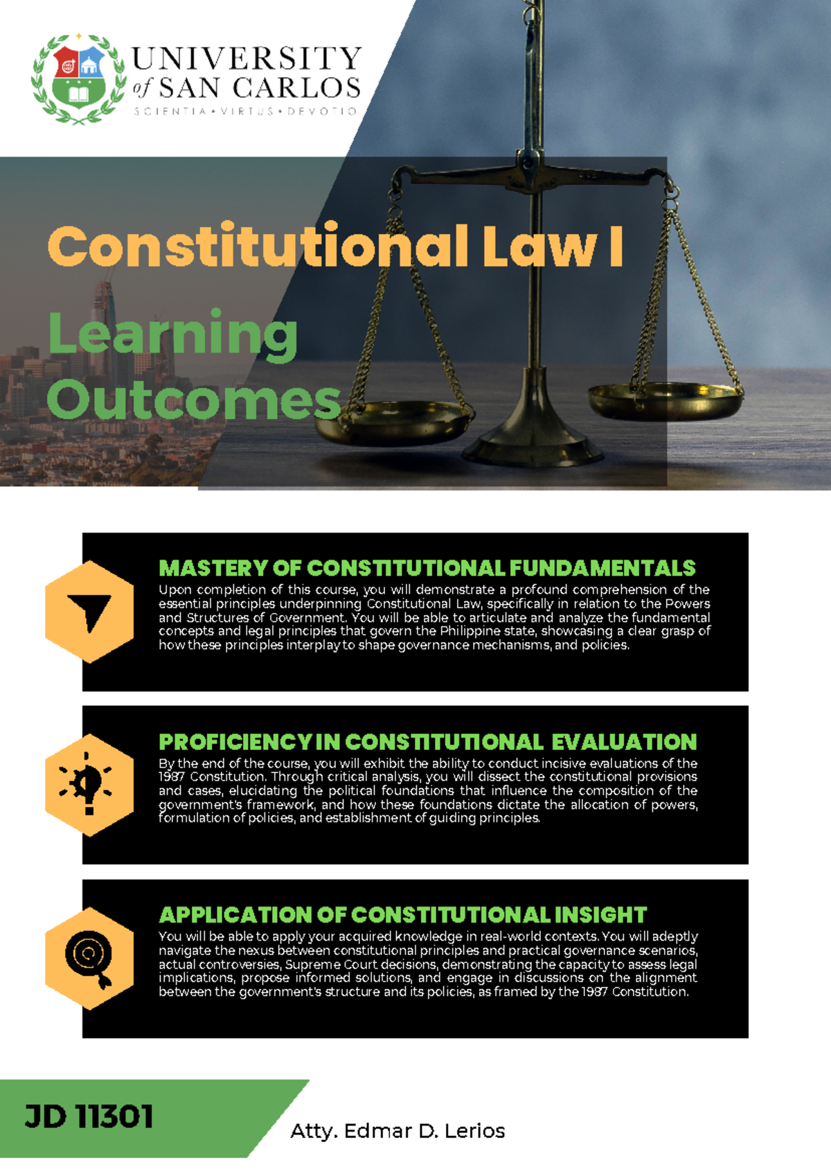 Learning Outcomes Jd11301 Jd 11301 Atty Edmar D Lerios Mastery Of Constitutional 3961