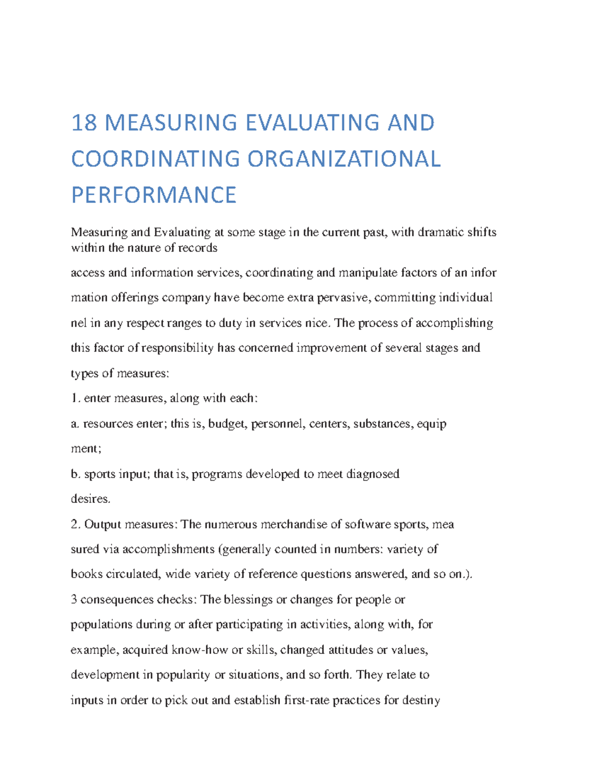 18 Measuring Evaluating And Coordinating Organizational Performance ...