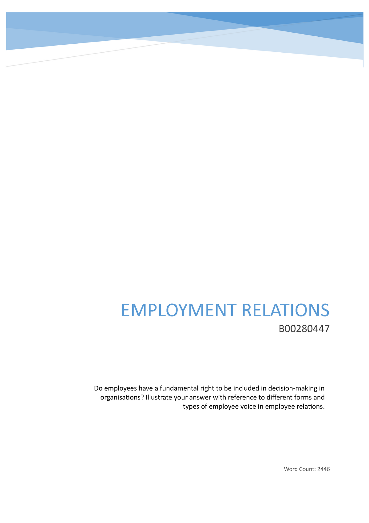 employment relations essay