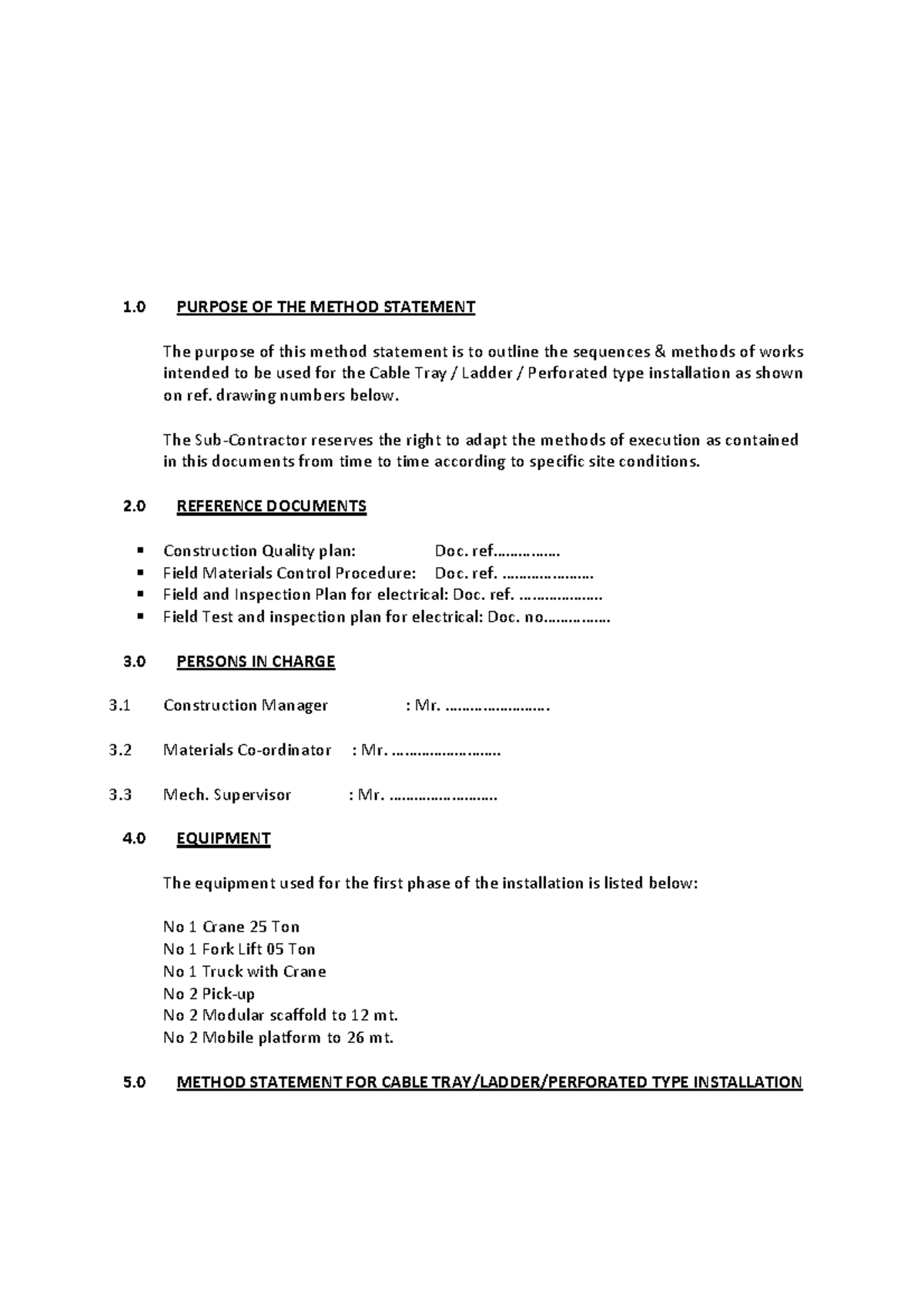Safe Work Method Statement Of Cable Tray And Ladder S vrogue.co