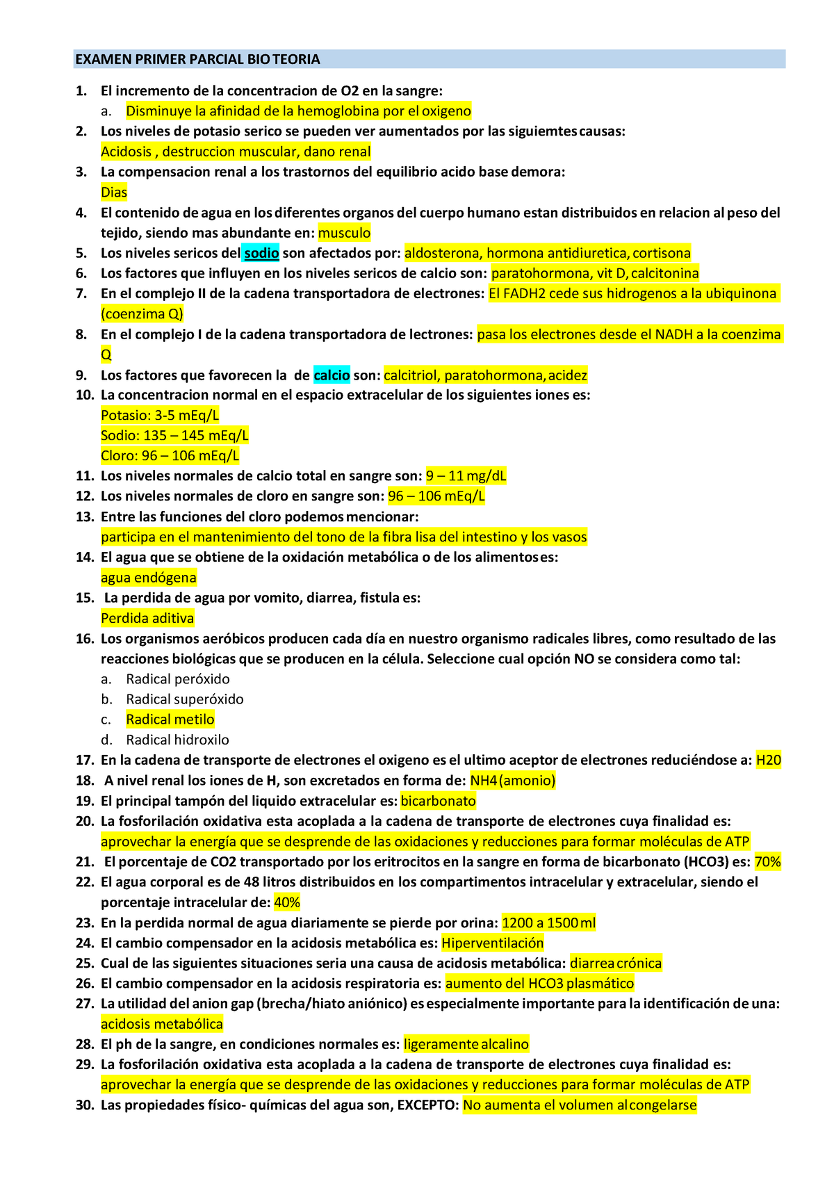 Bioquimica Completo - Apuntes - EXAMEN PRIMER PARCIAL BIO TEORIA El ...