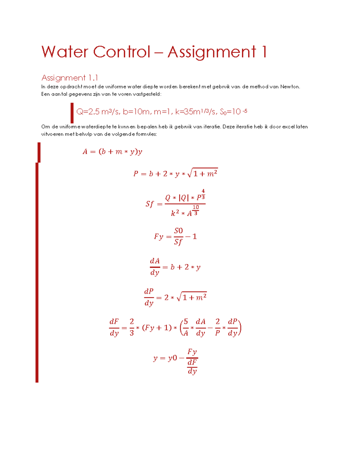 assignment of water