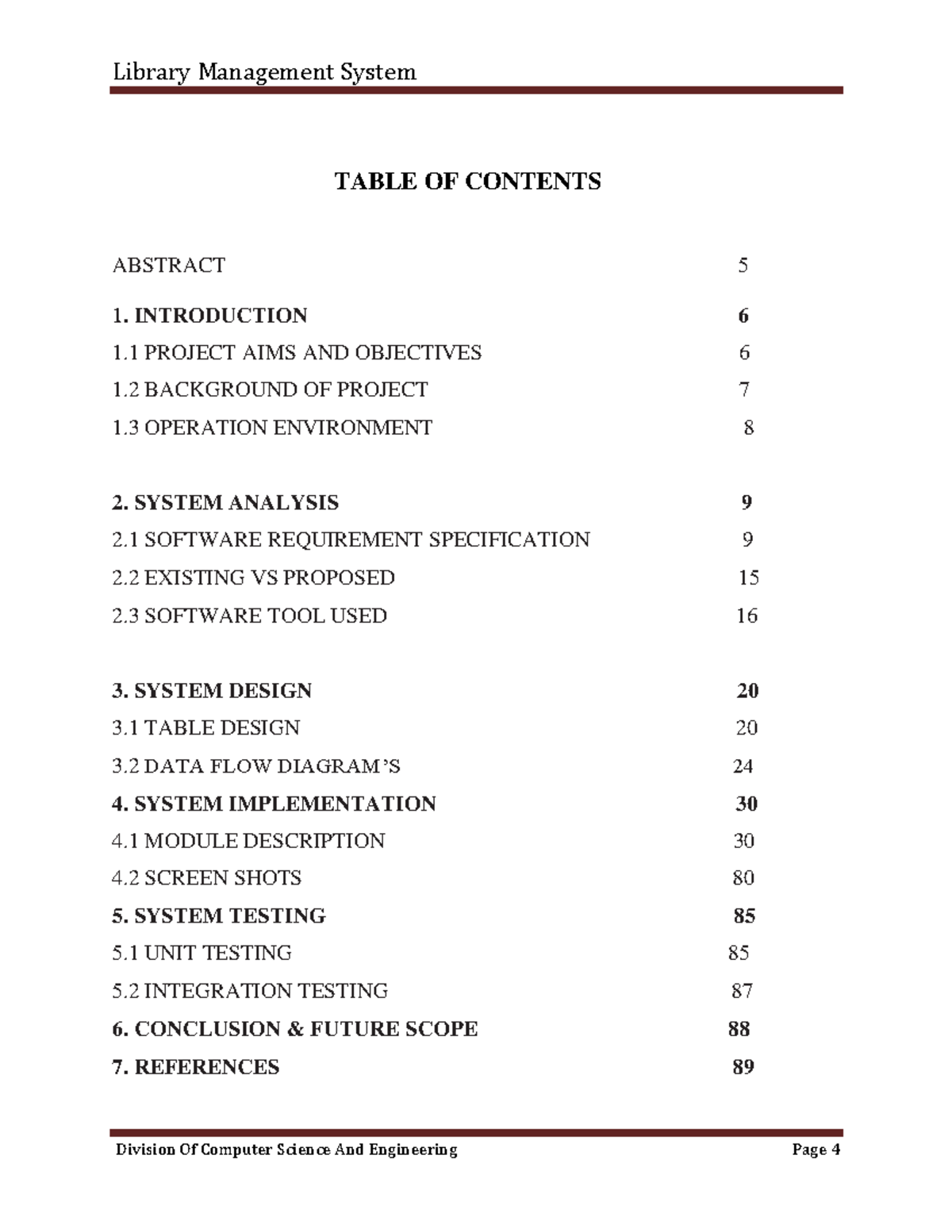 Library Management System - TABLE OF CONTENTS ABSTRACT INTRODUCTION 1 ...