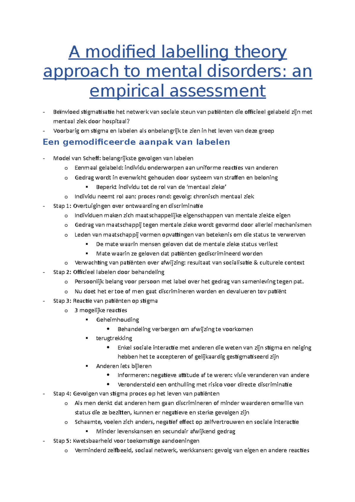 A modified labelling theory approach to mental disorders - o Nu doet ...