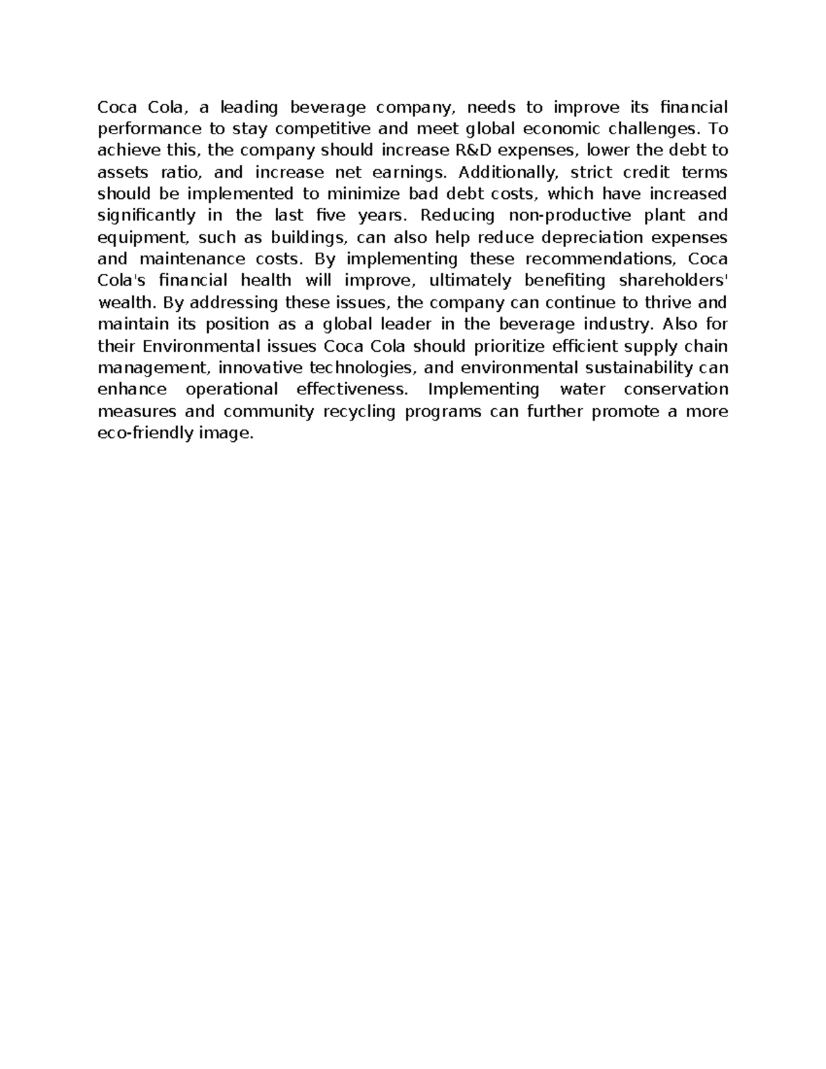Document-42 - About Coca Cola company - Coca Cola, a leading beverage ...