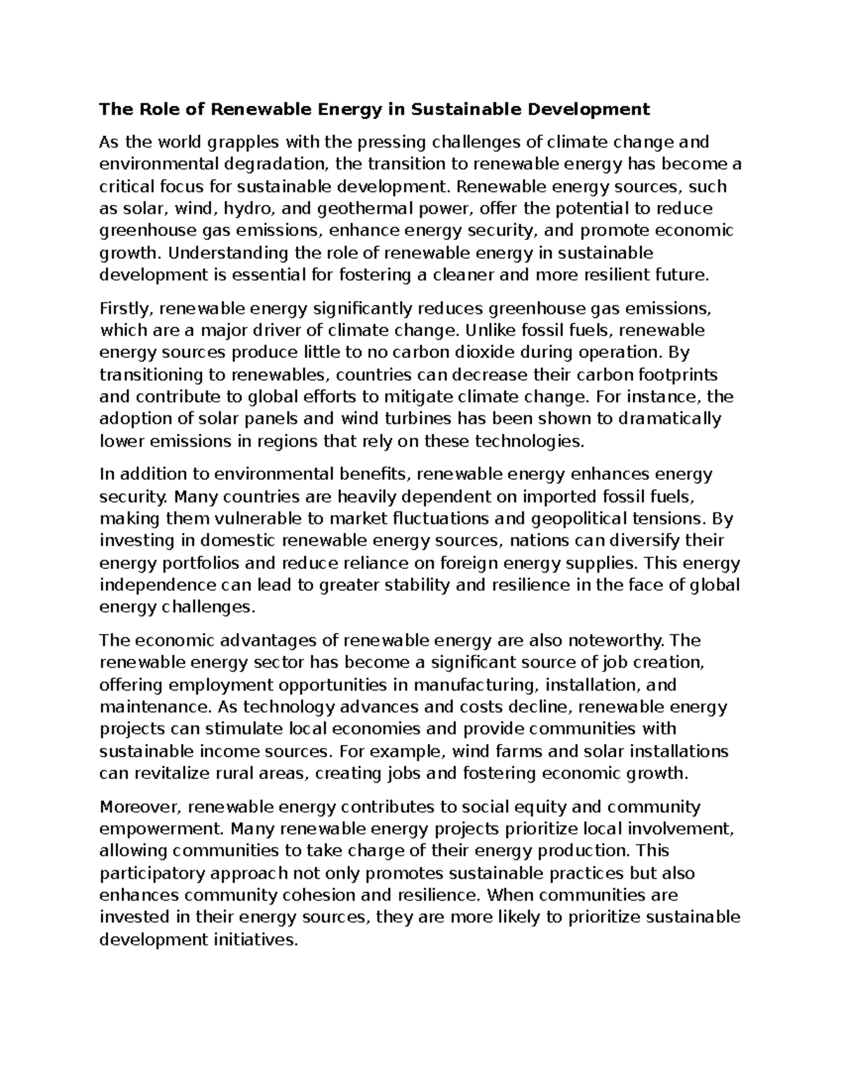 The Role of Renewable Energy in Sustainable Development - Renewable ...