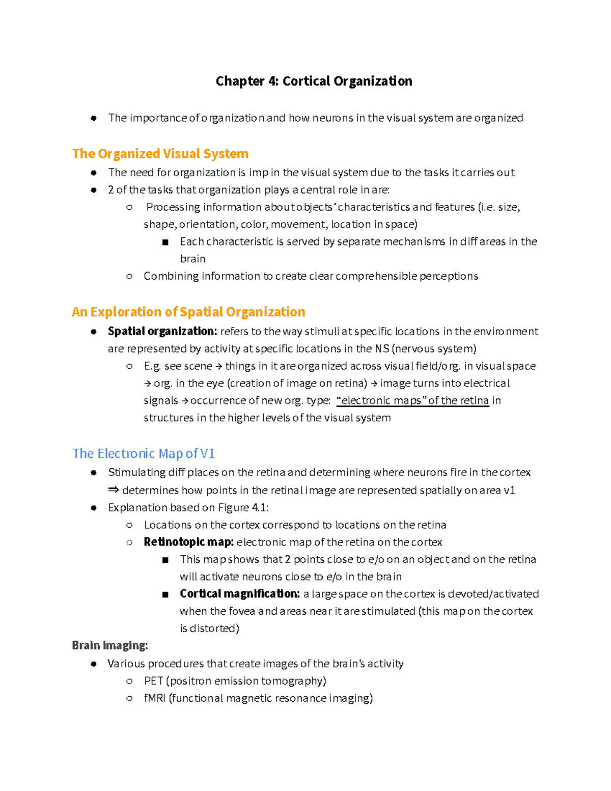 PSL 315 S&P CH4 Notes - Summary Sensation and Perception - Chapter 4 ...