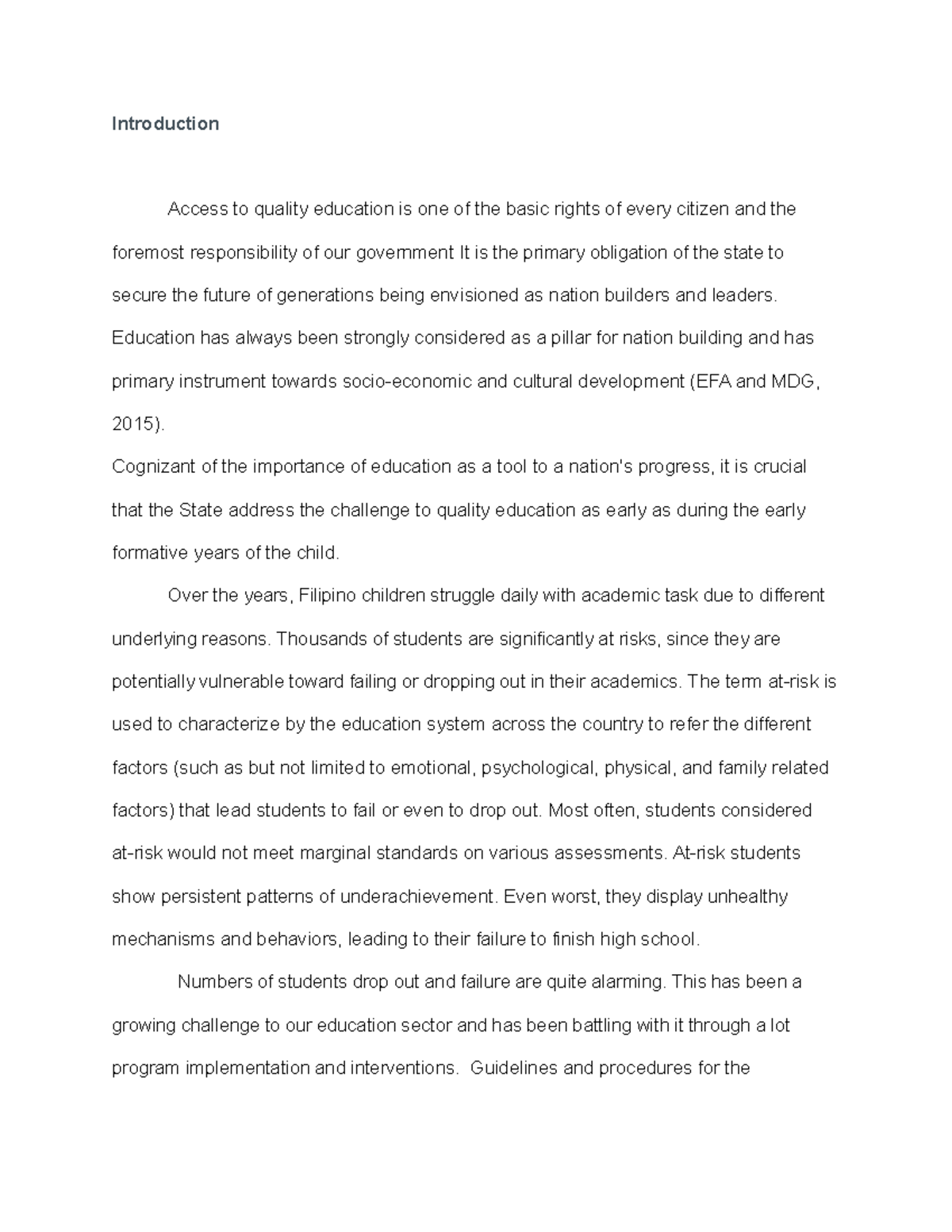 A study on Response and Intervention for Failing and Problematic ...