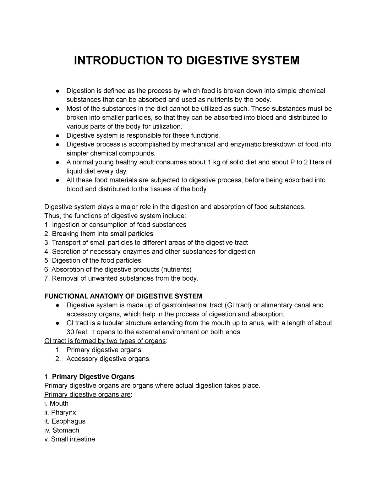 digestive system essay introduction