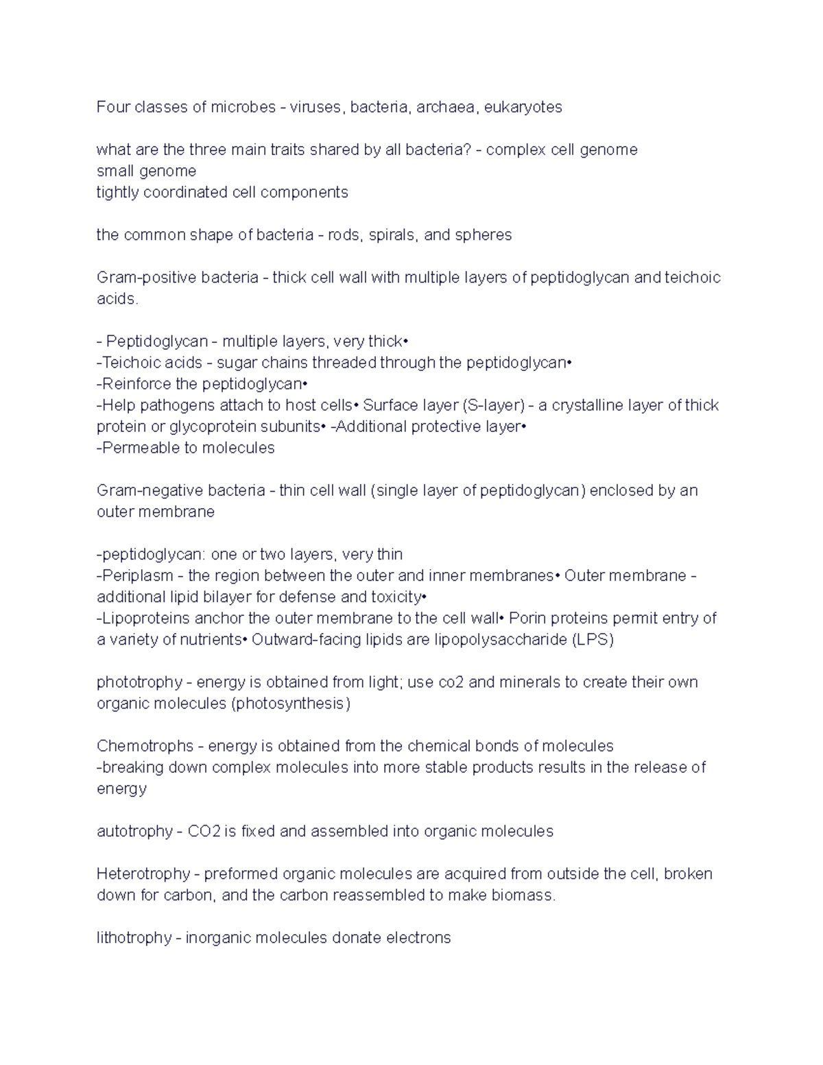 BIO 204 Final exam - Microbiology (Dr. Chambers) - Four classes of ...