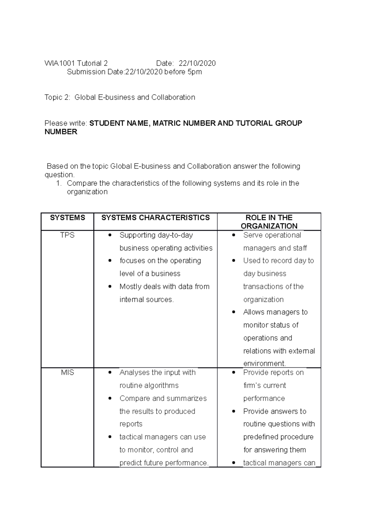 Tutorial 2 v2 questions - WIA1001 Tutorial 2 Date: 22/10/ Submission ...