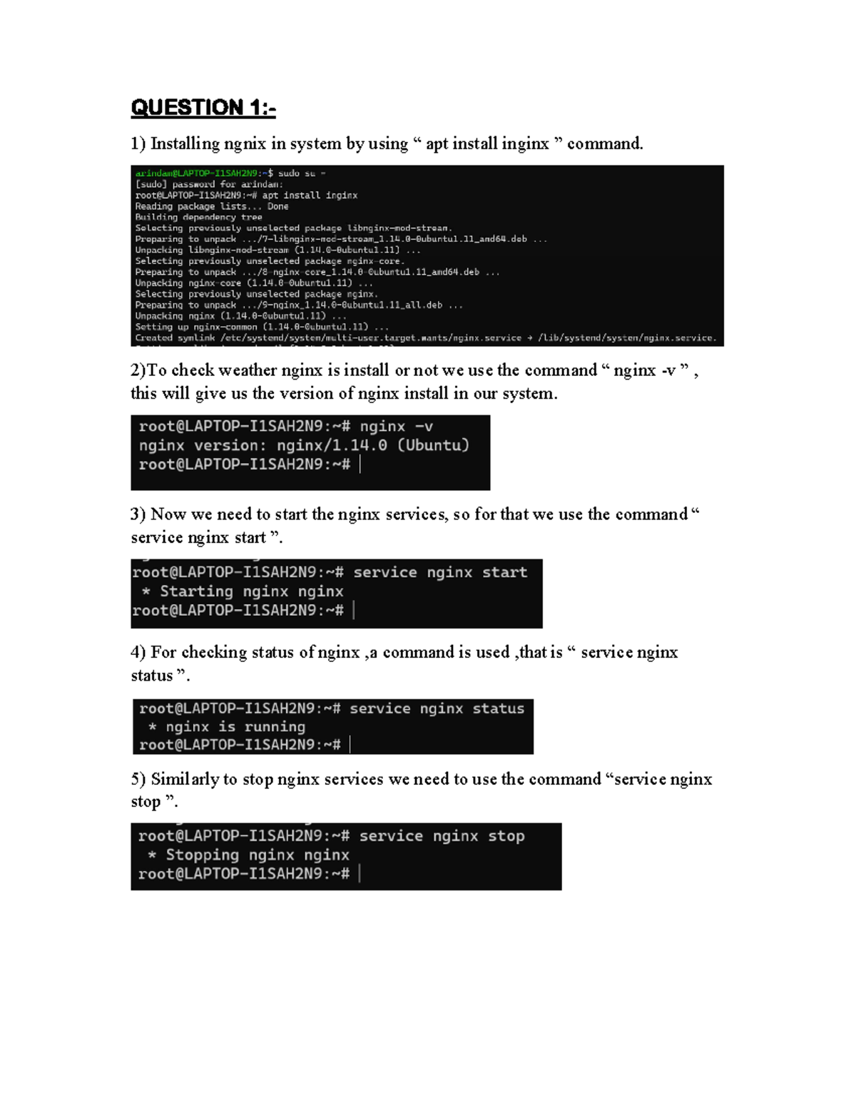 Ca2 - this is a practical note - QUESTION 1 :- Installing ngnix in ...