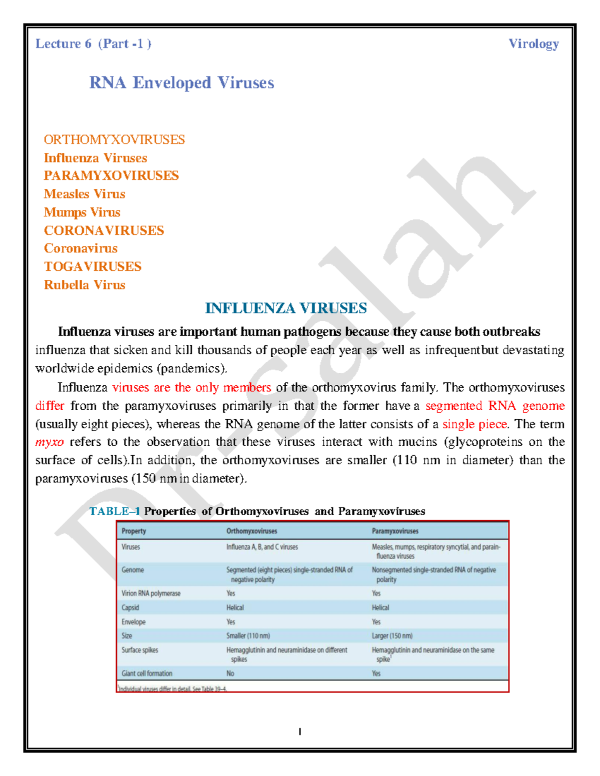 Lec 6 RNA enveloped Virus Copy1 master Lecture 6 (Part 1