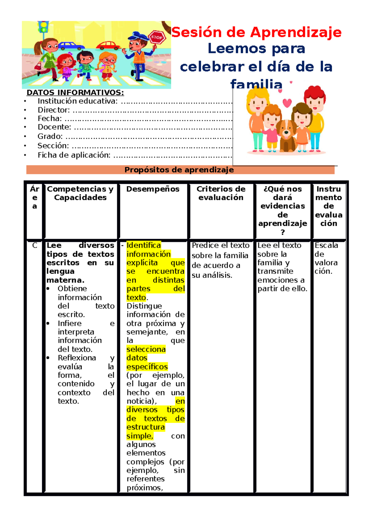 3° Sesión DÍA 5 COM Leemos PARA Celebrar EL DÍA DE LA Familia ...