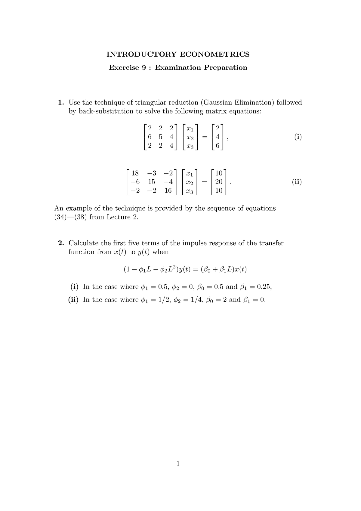 E9-94 - Econometric Practice Questions. - INTRODUCTORY ECONOMETRICS ...