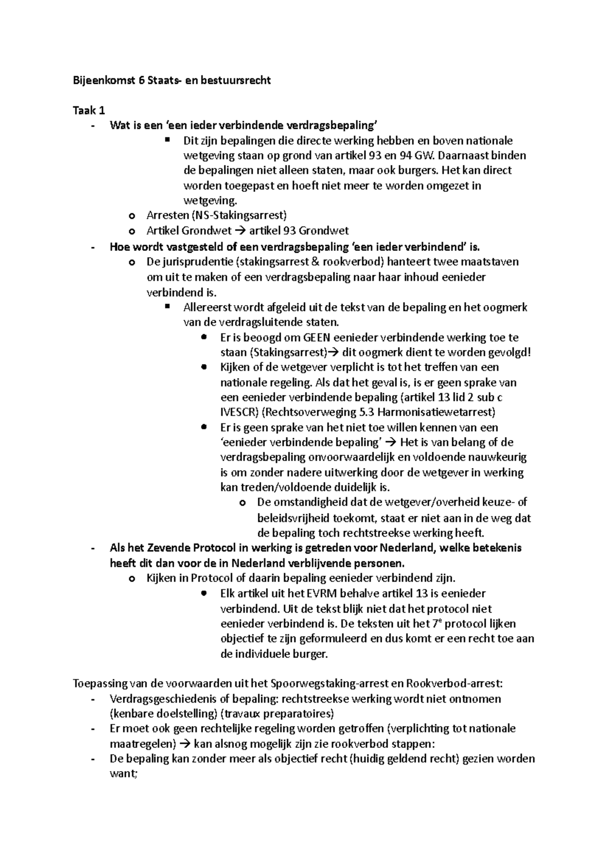 Bijeenkomst 6 Staats - Bijeenkomst 6 Staats- En Bestuursrecht Taak 1 ...