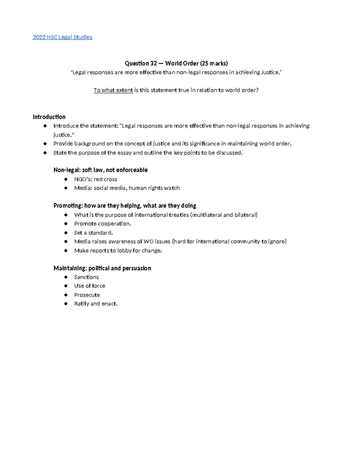 Legal trial prep - 2022 HSC Legal Studies Question 32 — World Order (25 ...