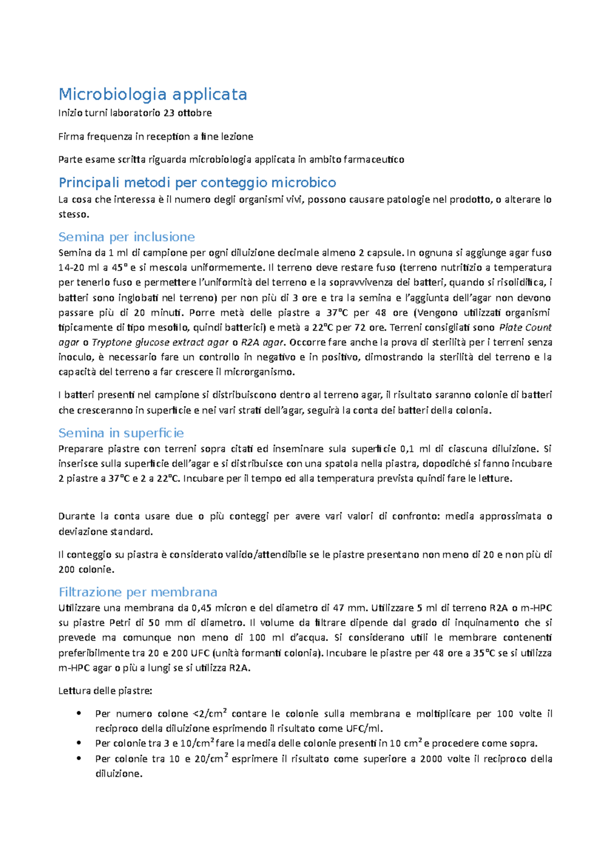 Microbiologia applicata - Semina per inclusione Semina da 1 ml di ...