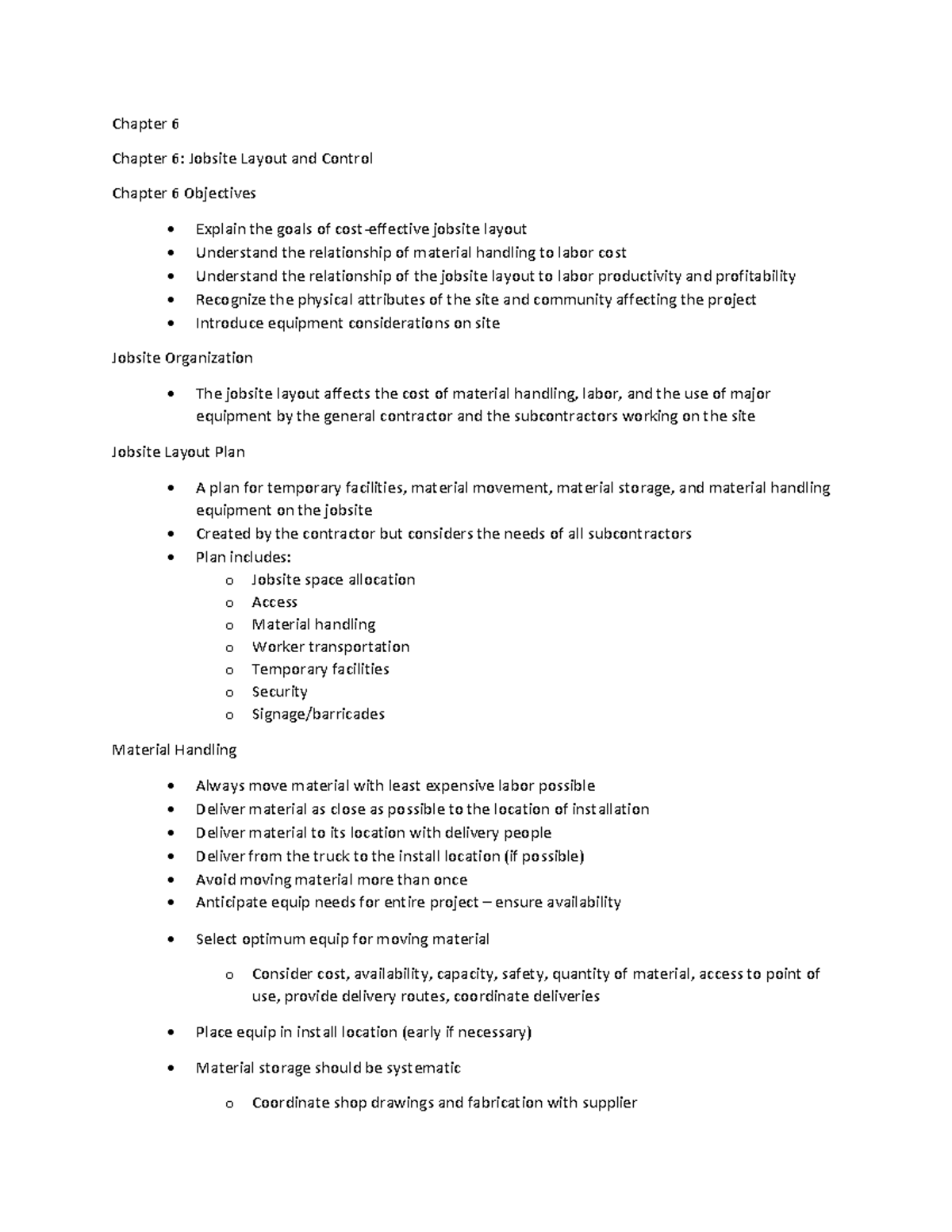 Chapter 6 - Chapter 6 Chapter 6: Jobsite Layout and Control Chapter 6 ...