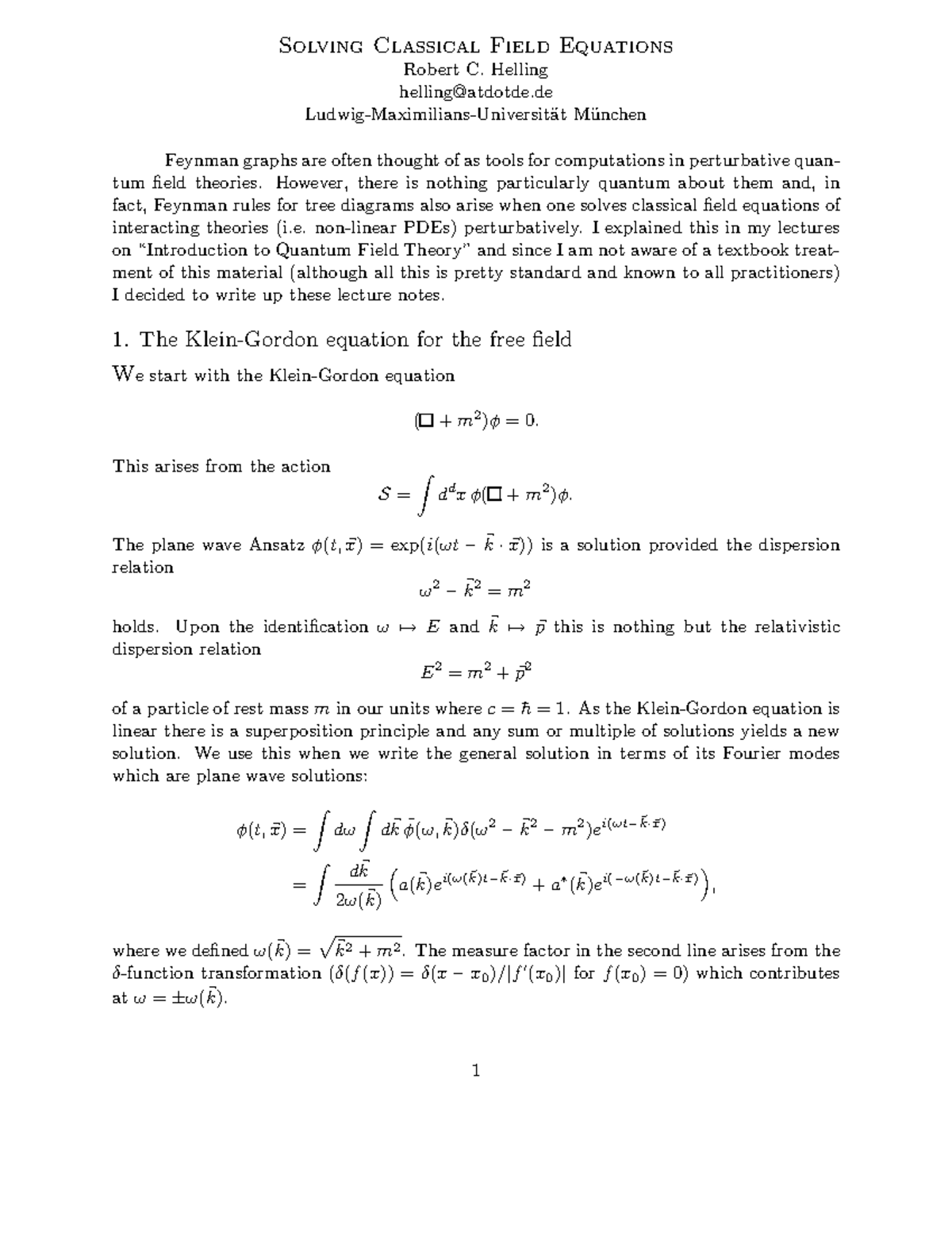 Classical fields - dlkfl - Solving Classical Field Equations Robert C ...