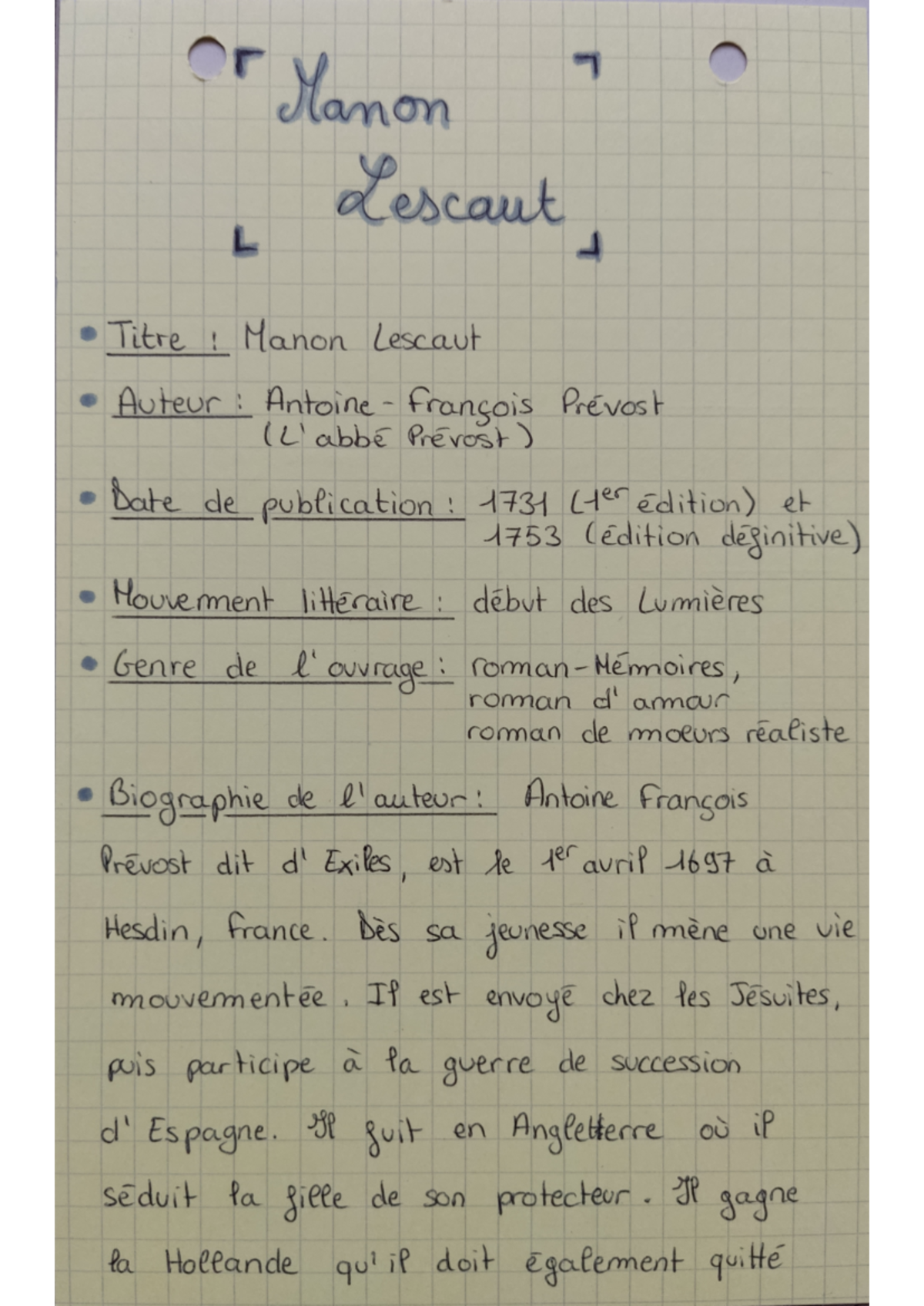 sujet dissertation manon lescaut bac francais