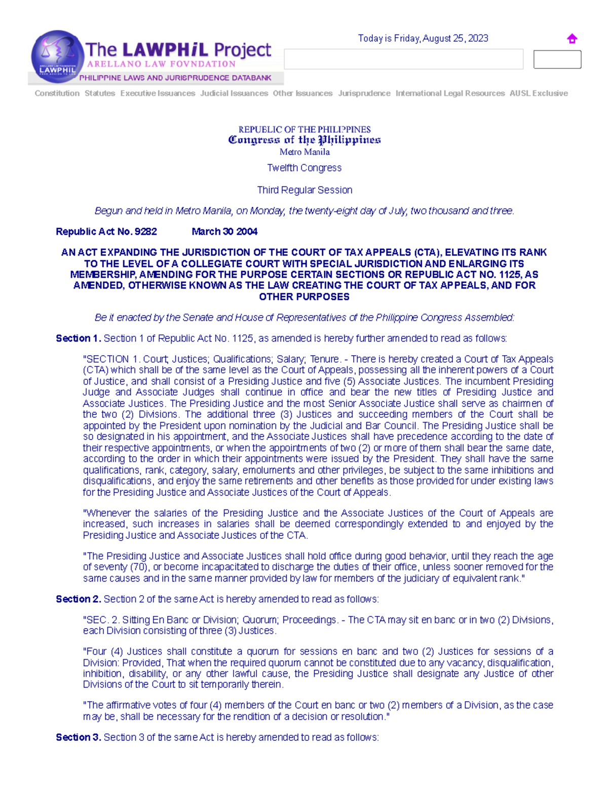 Republic Act No. 9282 - djg'oaiwDNG;Okwdn;vlkdn - Constitution Statutes ...