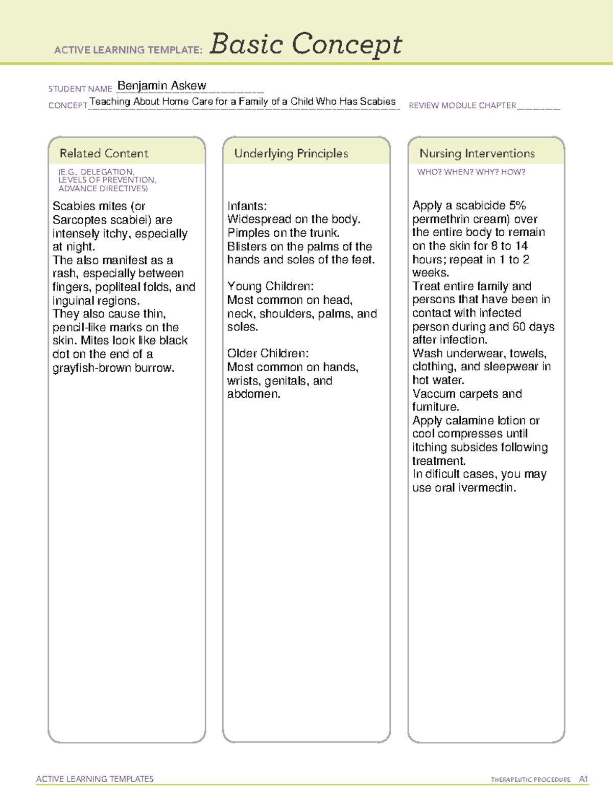 Home Care for Scabies - A template describing all relevant information ...