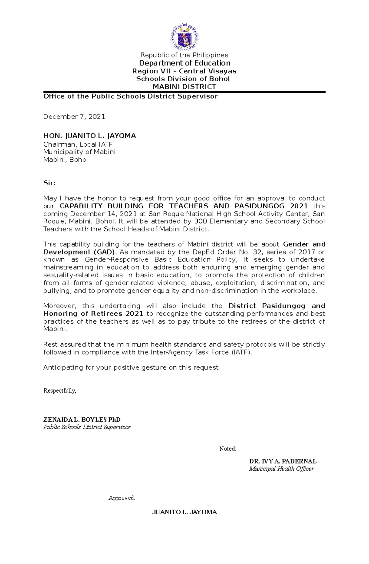 Letter Request Cb 147777 - Republic Of The Philippines Department Of 