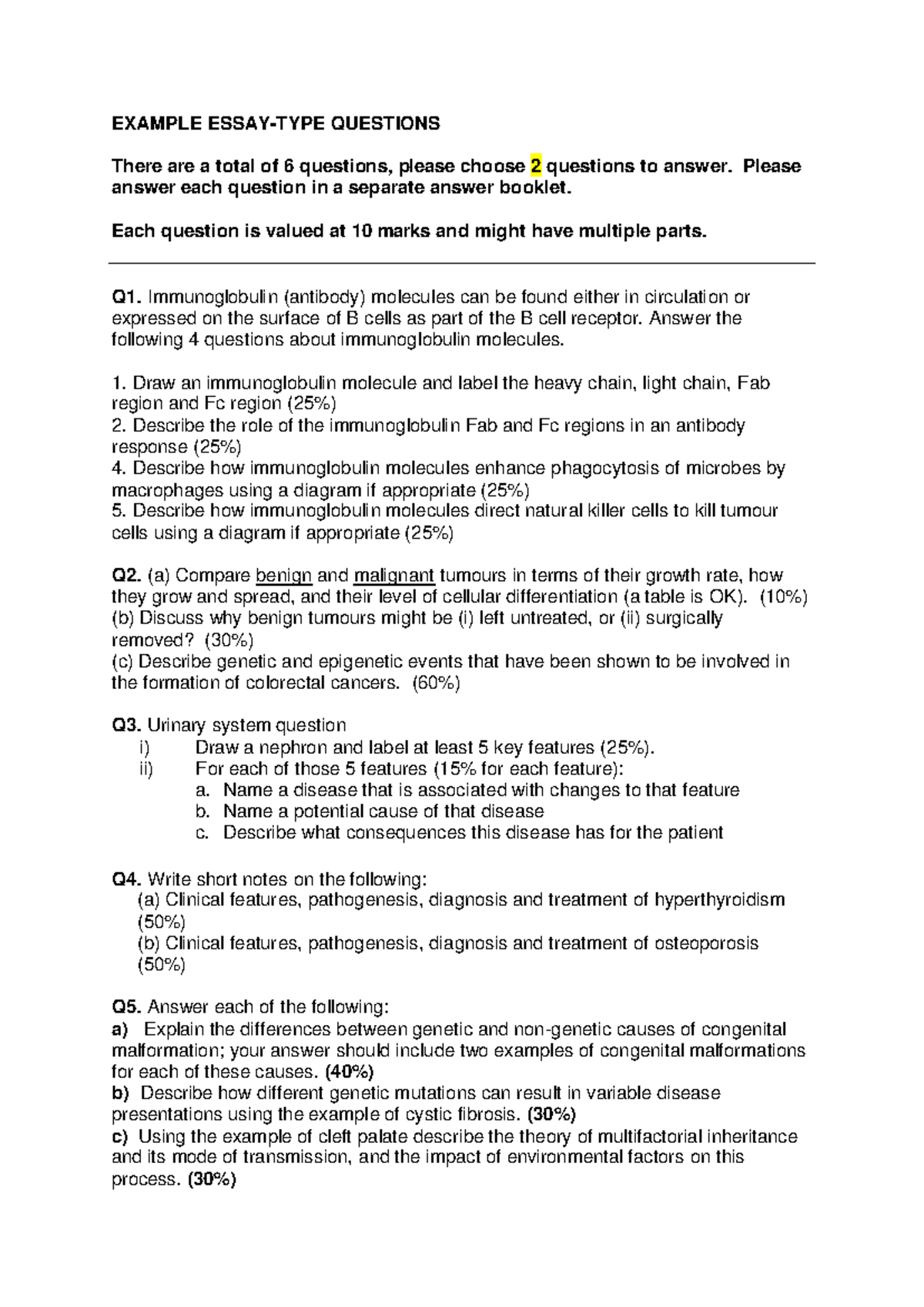 PATH2210 Example extended answer (essay type) questions EXAMPLE ESSAY