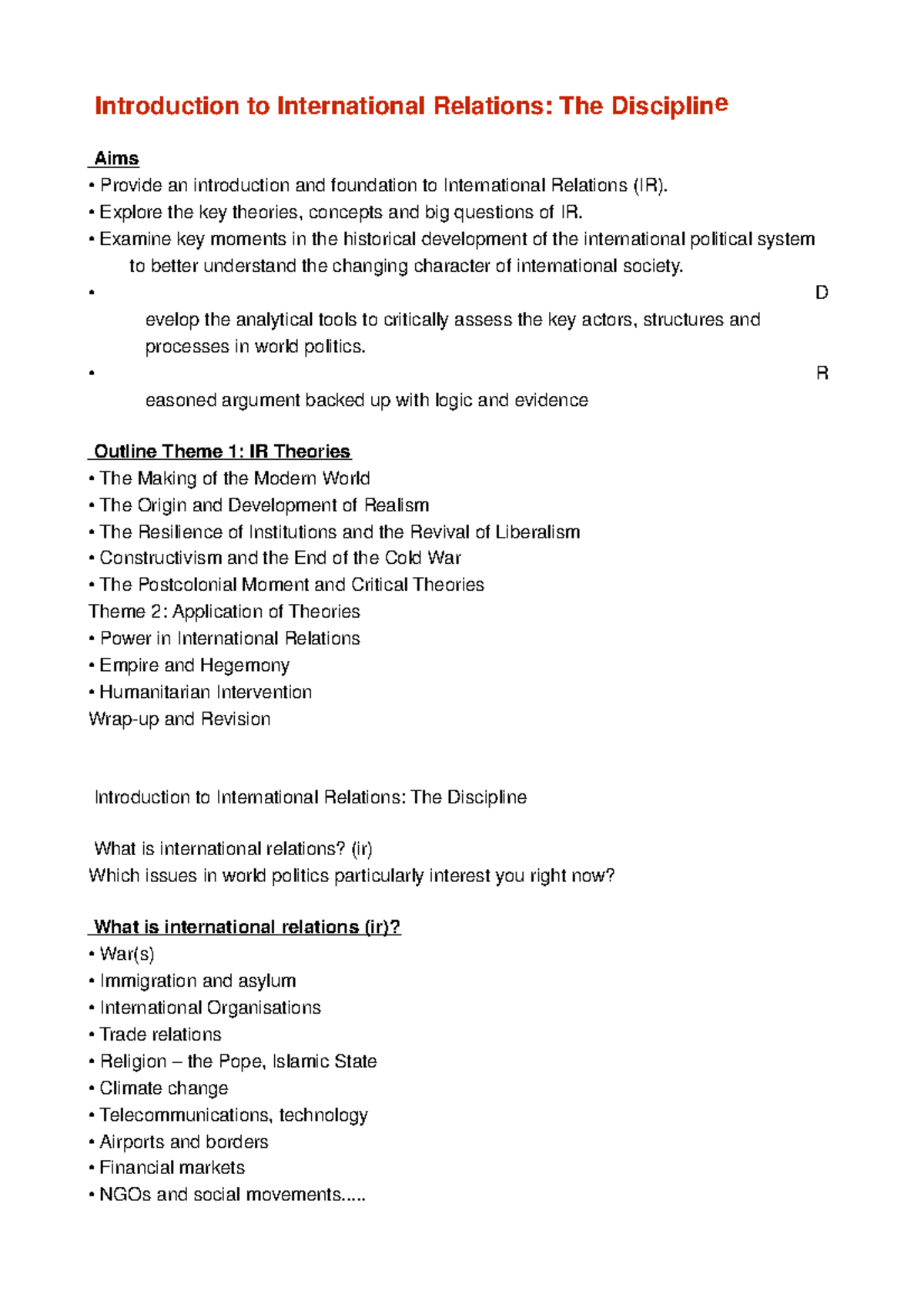 Introduction to International Relations- The Discipline - Introduction ...