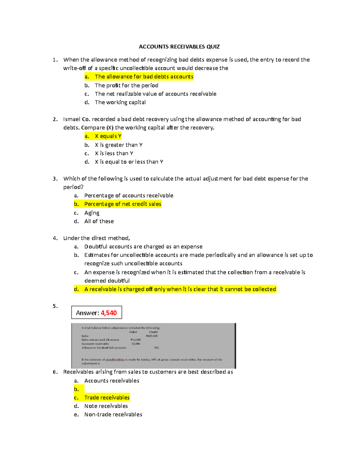 Ar Accounts Receivable ACCOUNTS RECEIVABLES QUIZ When The Allowance   Thumb 1200 1553 