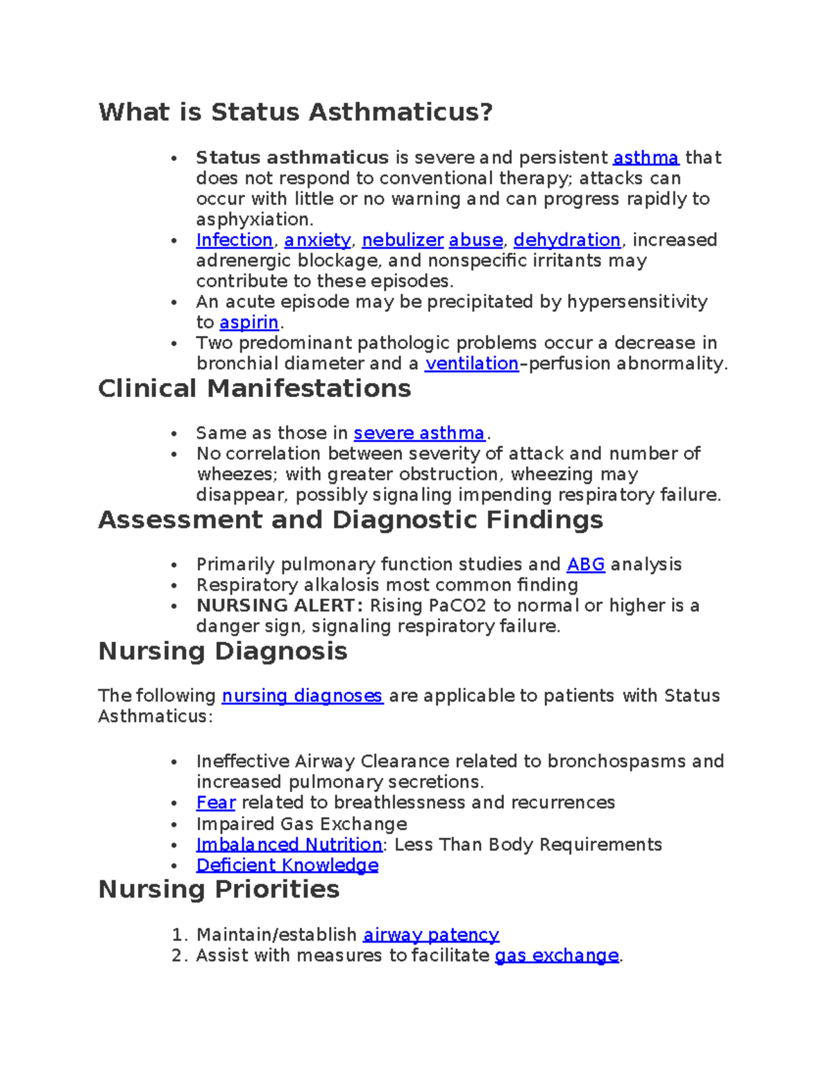 Status Asthmaticus - nurseslab notes - What is Status Asthmaticus ...