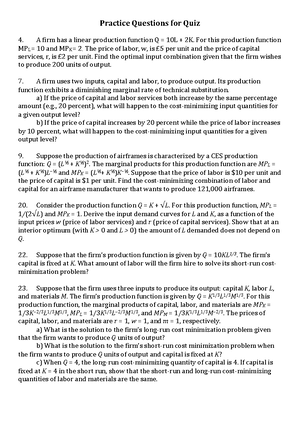 Quiz Questions Microeconomics Theory Ee311 Tu Studocu
