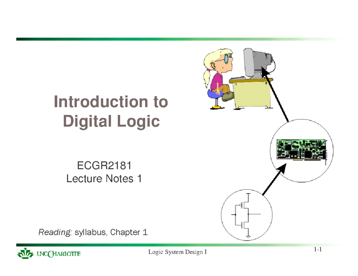 ECGR2181-Lecture 01 - its contains notes on digital logic - Logic ...