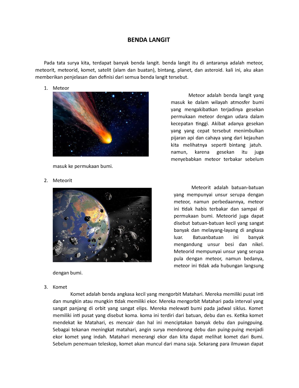 Benda Langit (IPA) - BENDA LANGIT Pada Tata Surya Kita, Terdapat Banyak ...