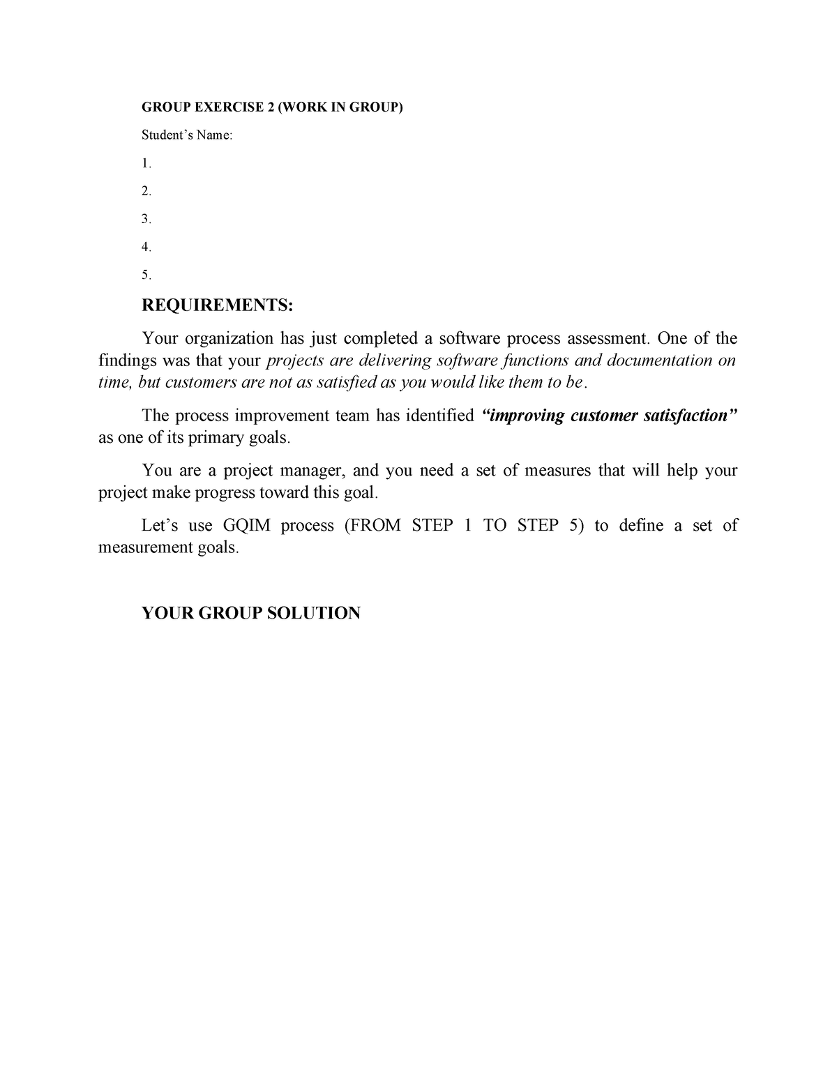 Group Exercise 2 - dsadasdsa - GROUP EXERCISE 2 (WORK IN GROUP) Student ...