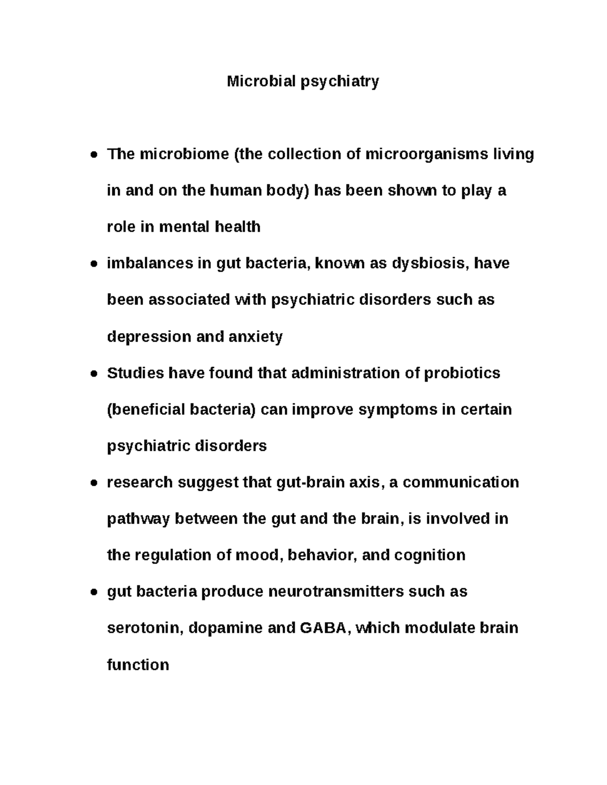 Microbial psychiatry Google Docs Microbial psychiatry The