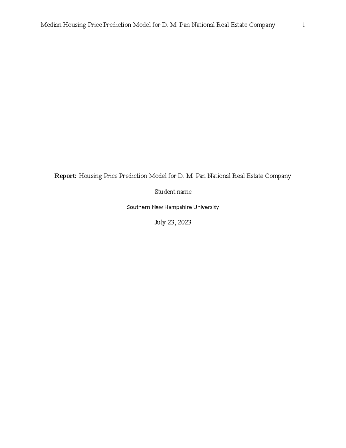 Project one math 240 median housing price prediction model for d m