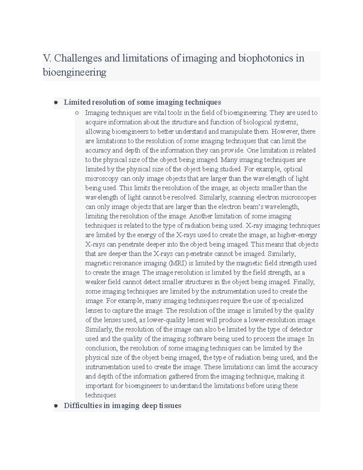 Challenges and limitations of imaging and biophotonics in ...