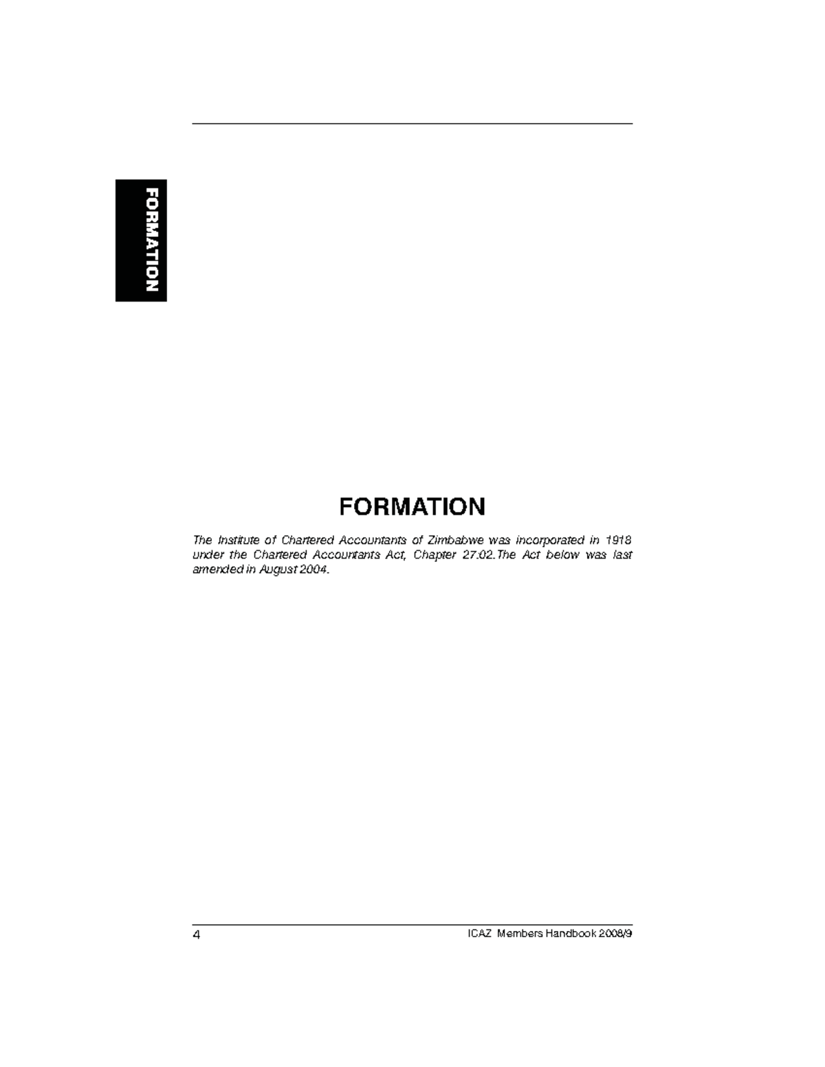Chartered Accountant Act FORMATION CHARTERED ACCOUNTANTS ACT [Chapter
