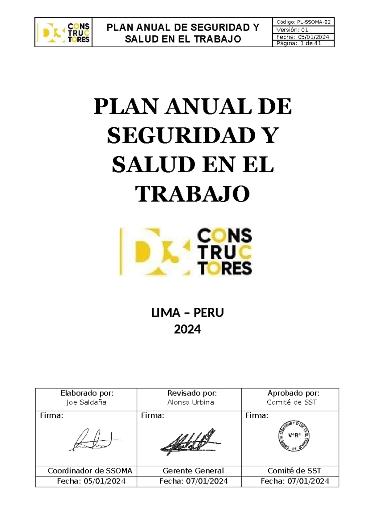 PLAN DE SST D3 - Plan anual de seguridad y salud en el trabajo - PLAN ...