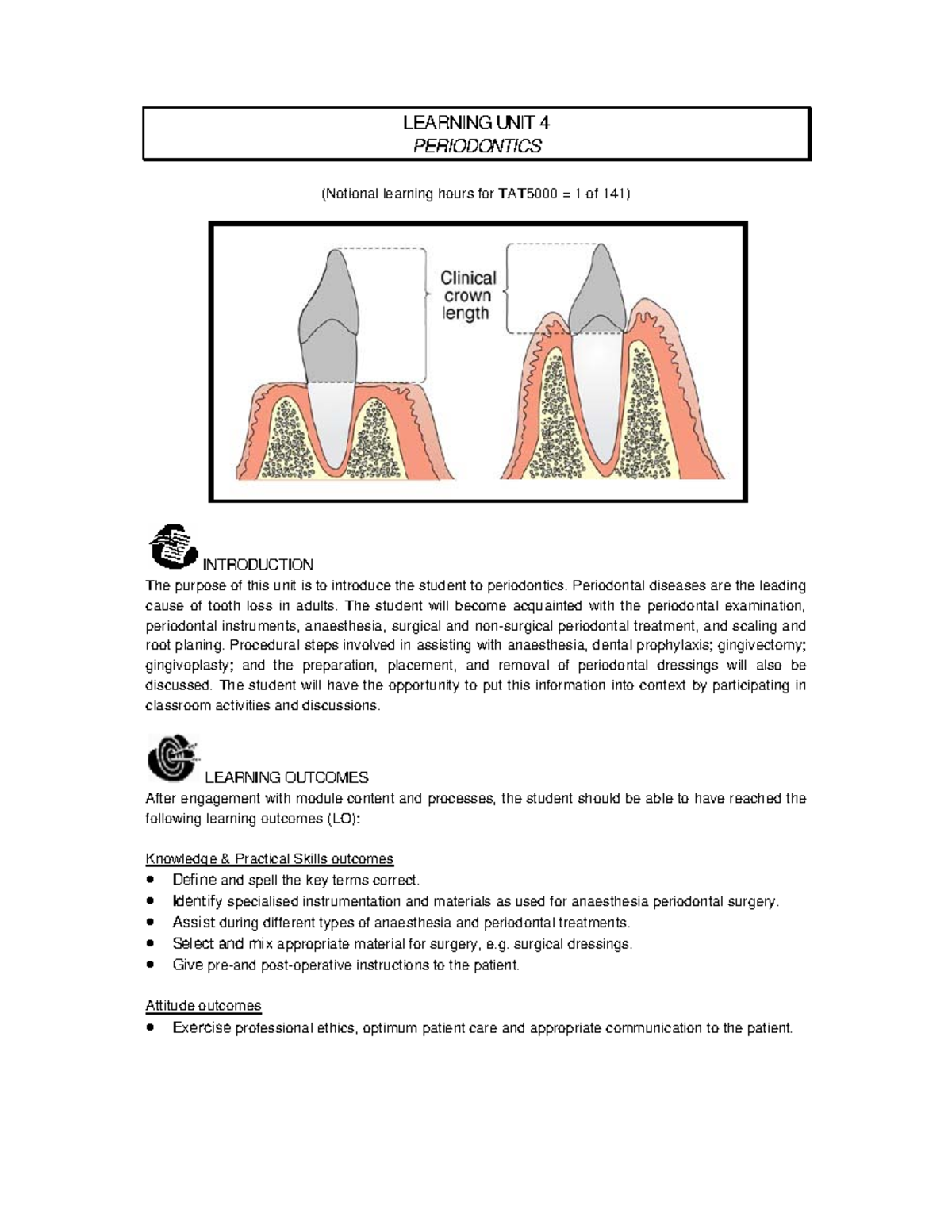 04 Learning Unit 04 - Periodontics LG - LEARNING UNIT 4 PERIODONTICS ...