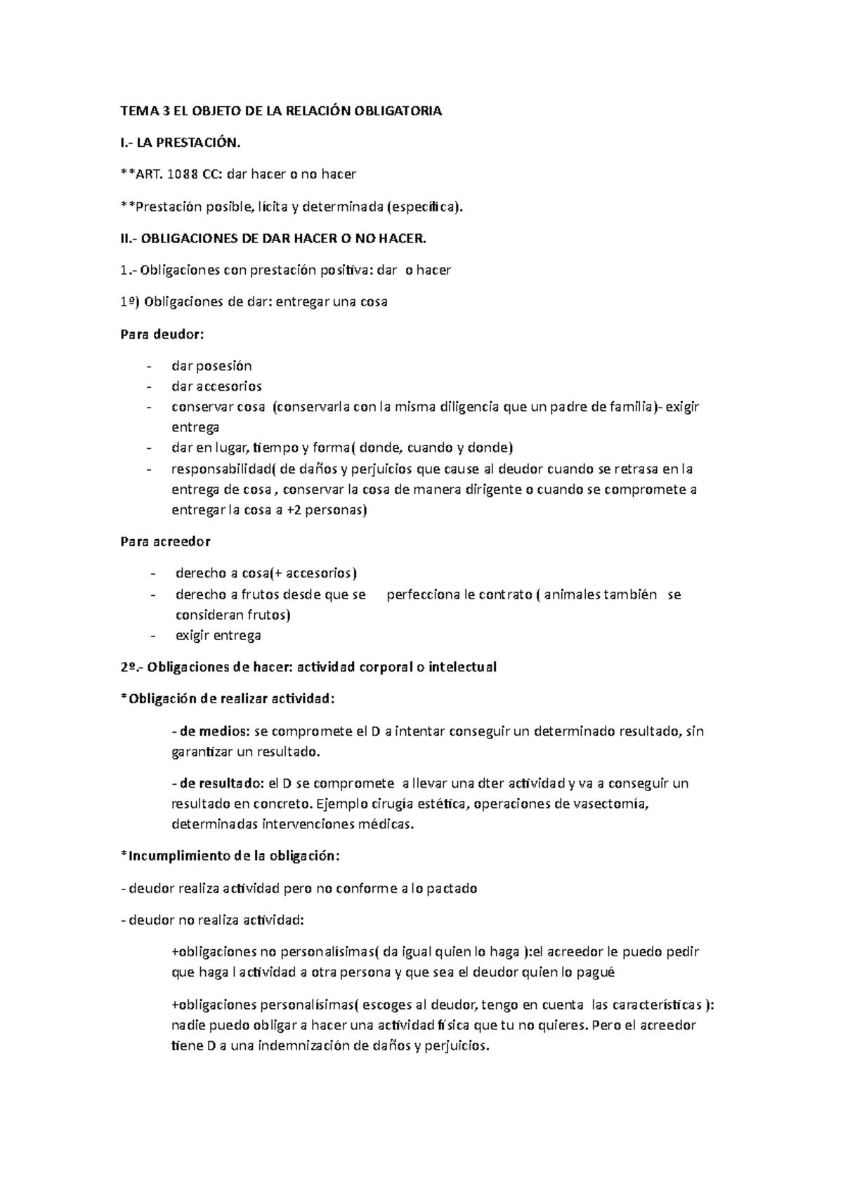 TEMA 3 EL Objeto DE LA RelaciÓn Obligatoria - TEMA 3 EL OBJETO DE LA ...