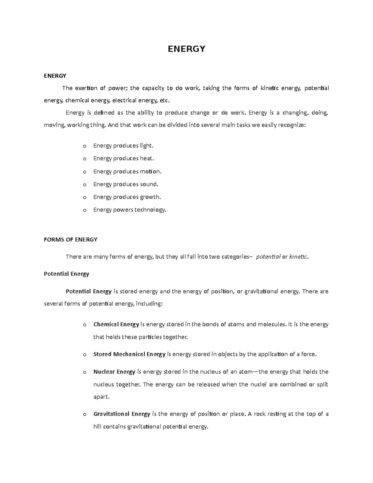 CHEM- Energy - LECTURE - Chemistry for Engineers - PangSU - Studocu