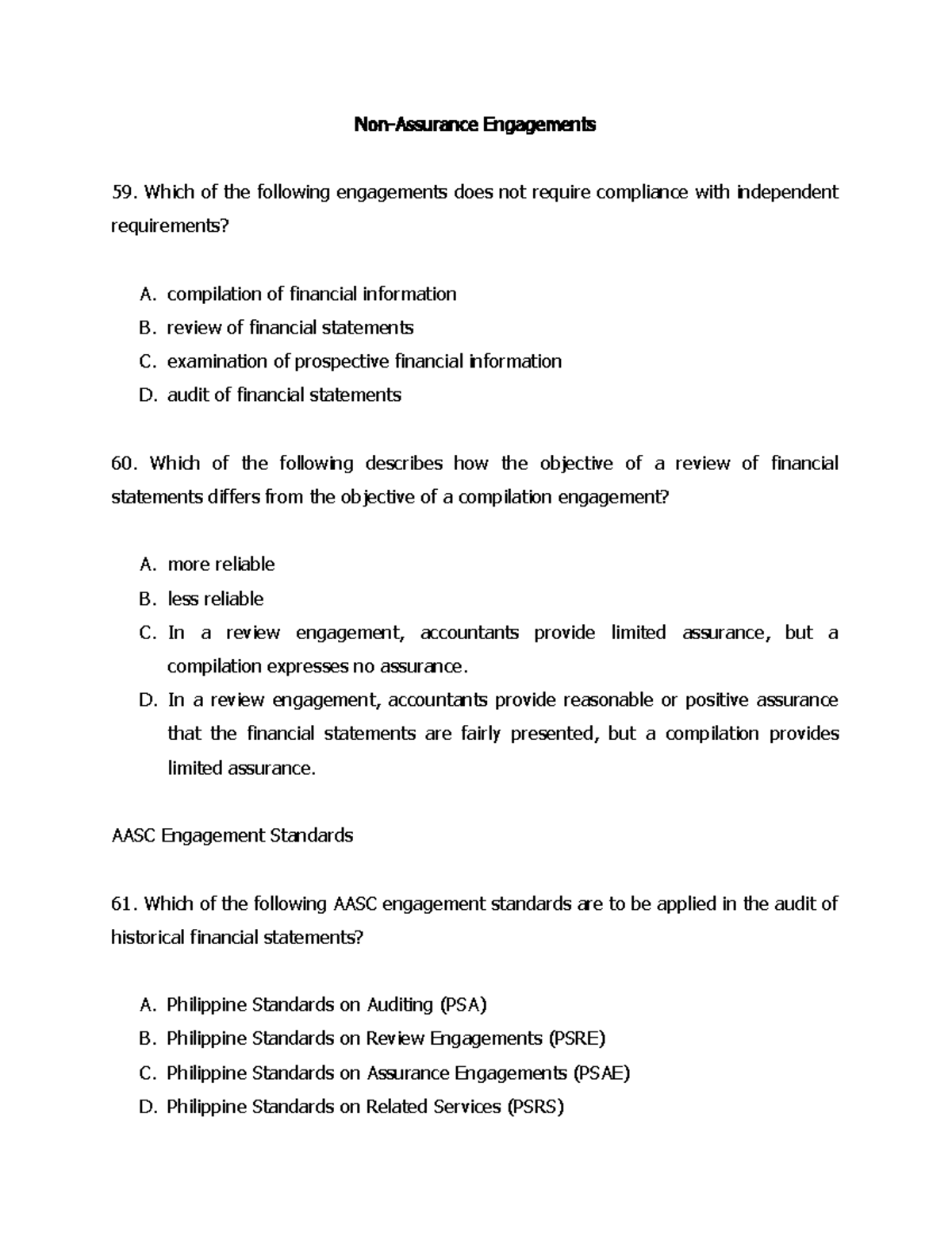 Non-Assurance Engagement - Non-Assurance Engagements Which Of The ...